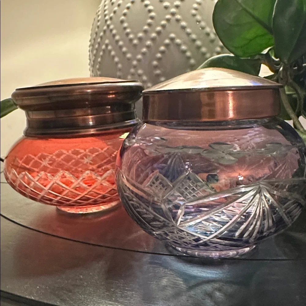 Antique/Vintage Cut Glass Jars with Copper Lids - Picture 8 of 8